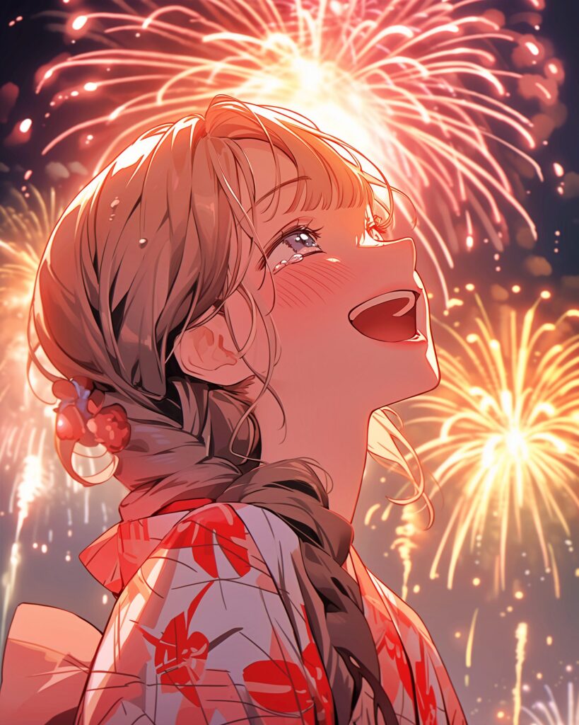 花火と浴衣女子０