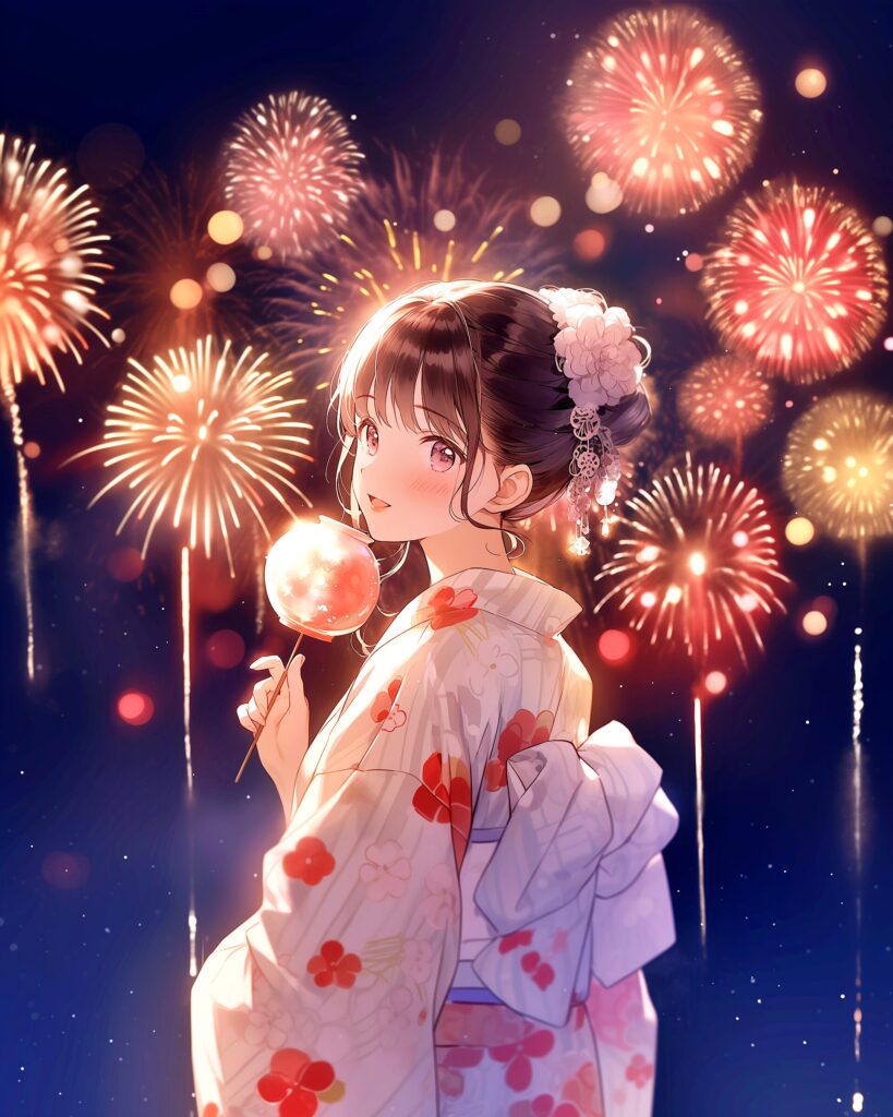 花火と浴衣女子０