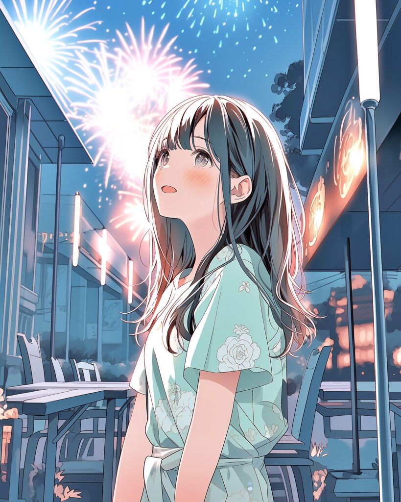 花火と浴衣女子０