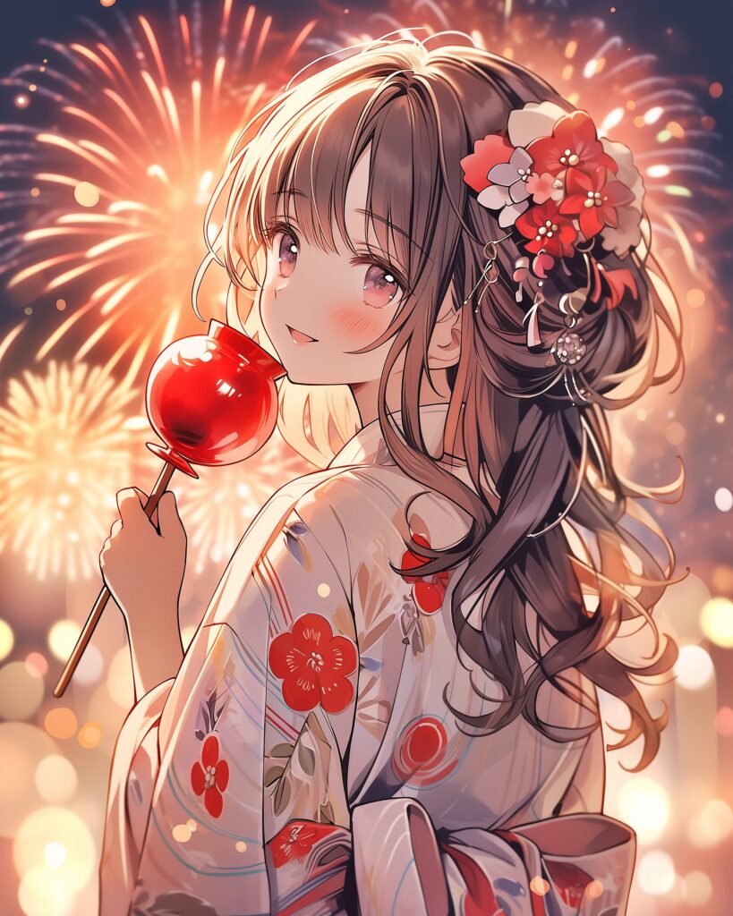 花火と浴衣女子０