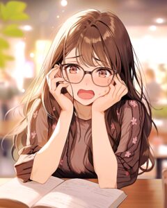 カフェで勉強女子０