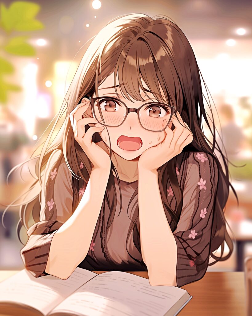 カフェで勉強女子０
