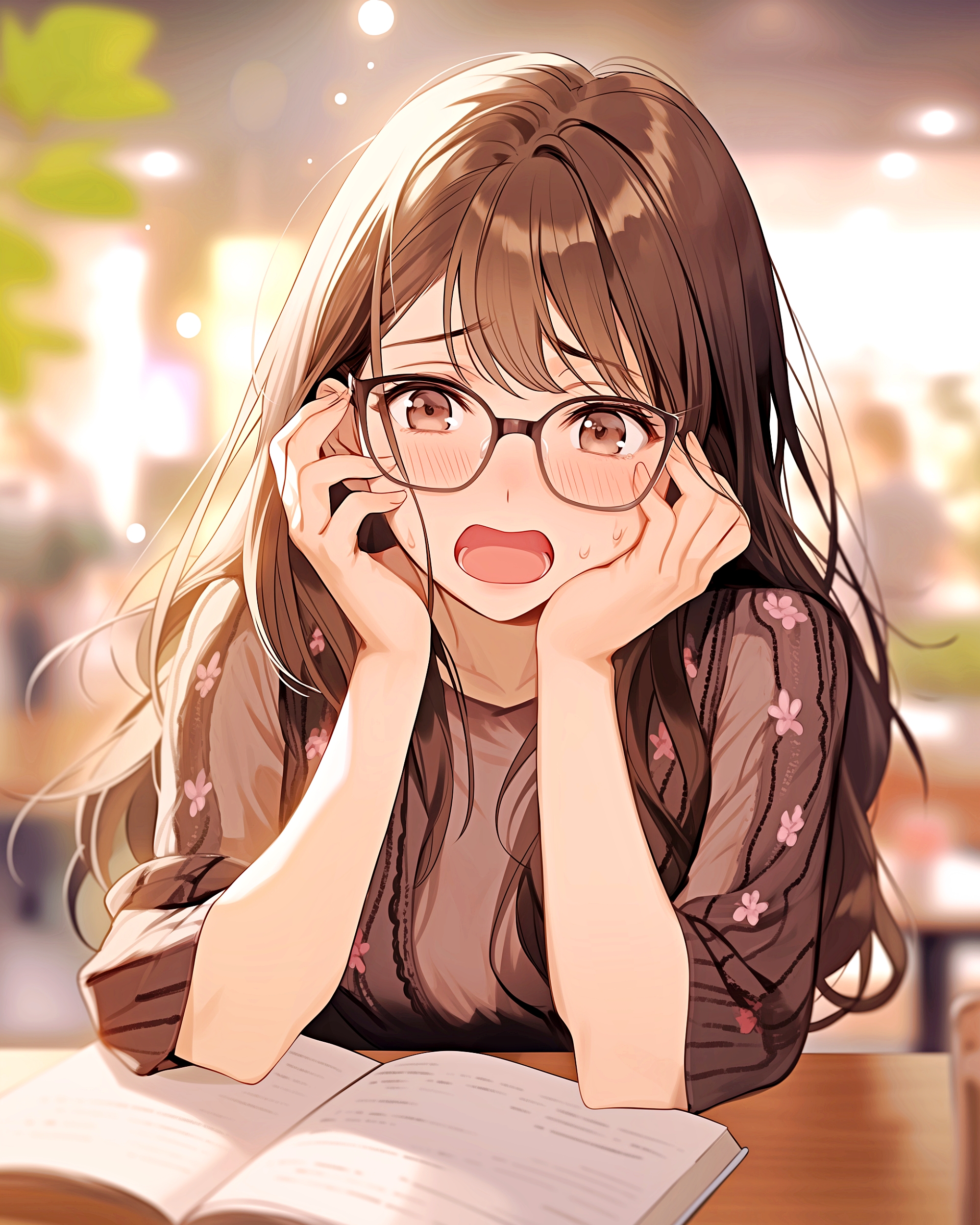 カフェで勉強女子0