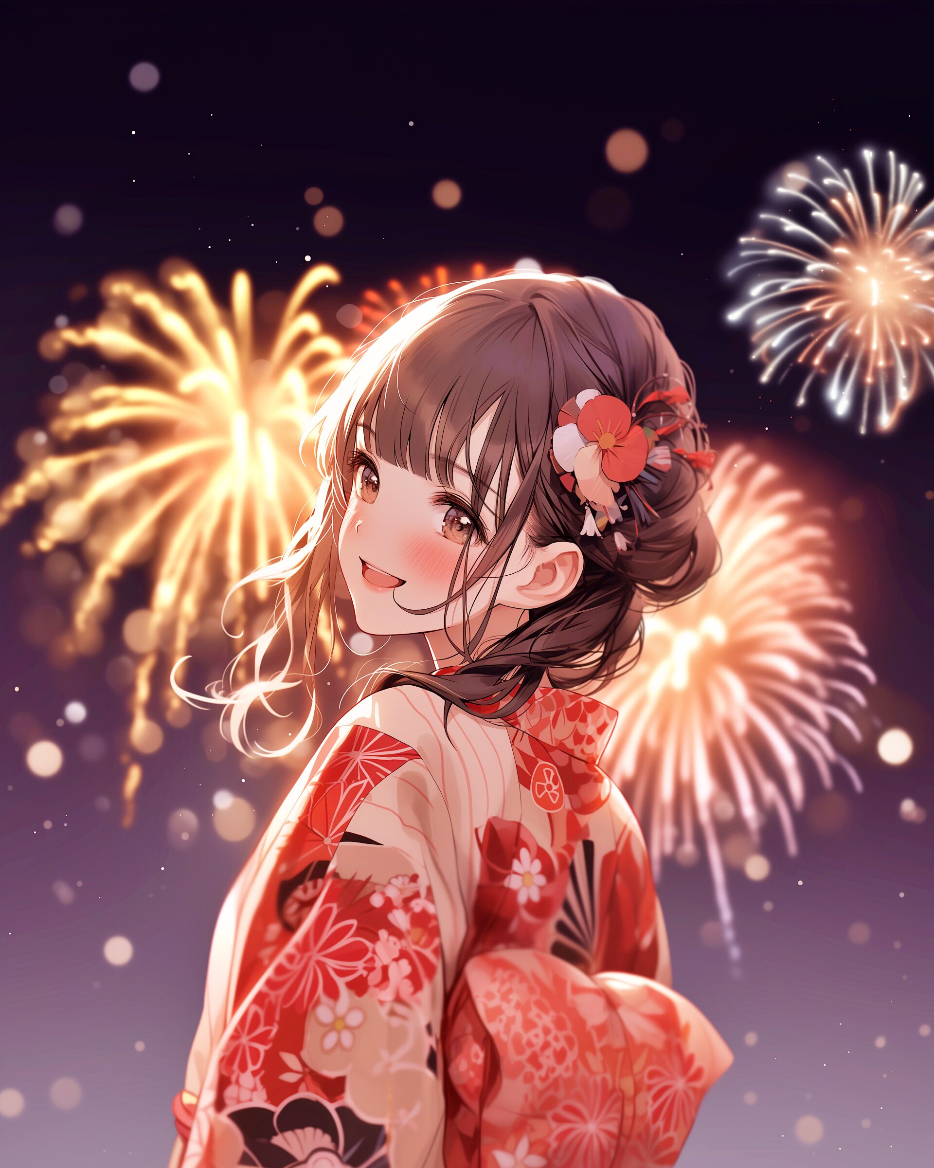 花火と浴衣女子０