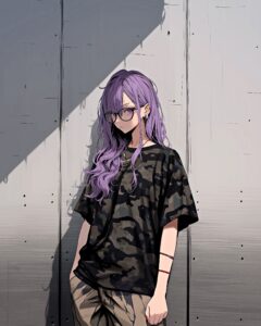パープルヘア女子０