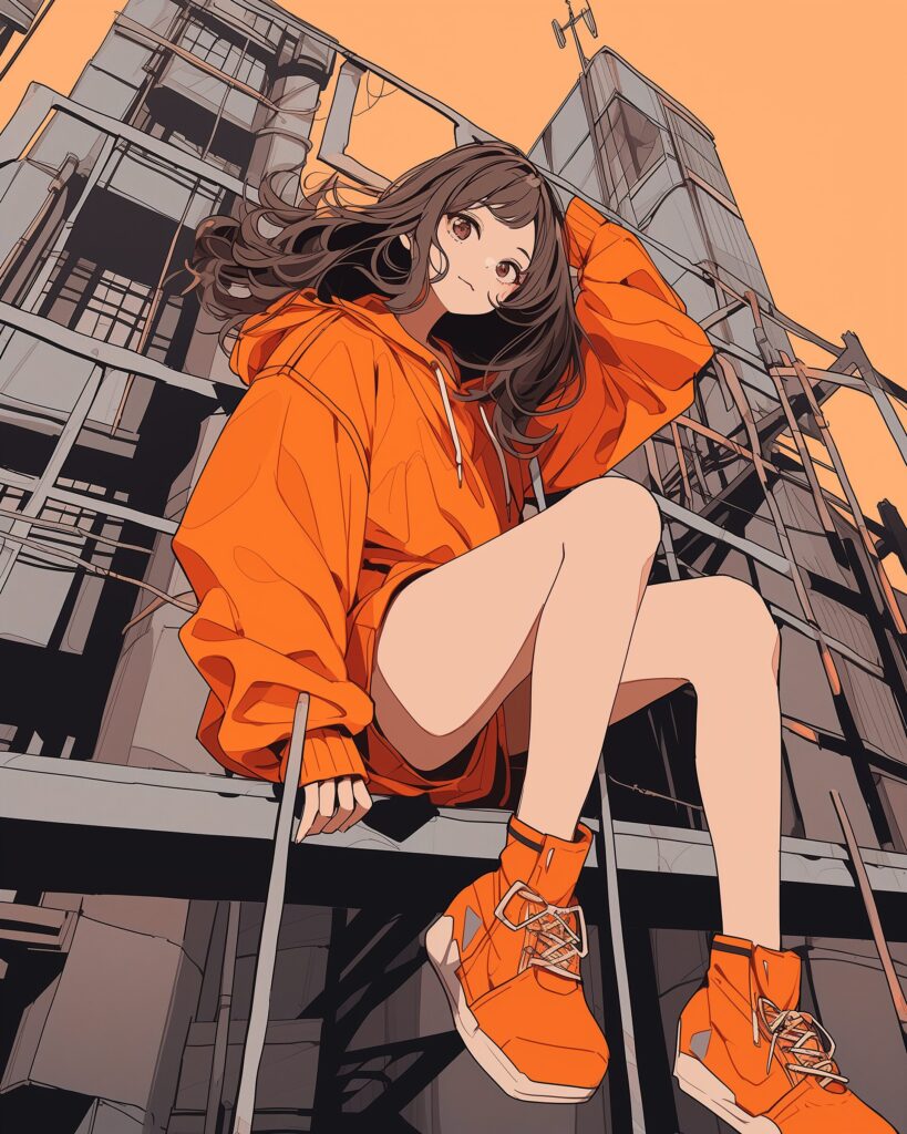 オレンジパーカー女子０