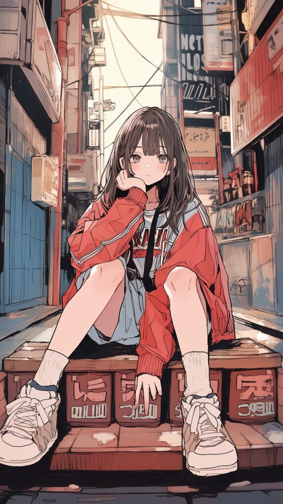 路地裏女子の壁紙０