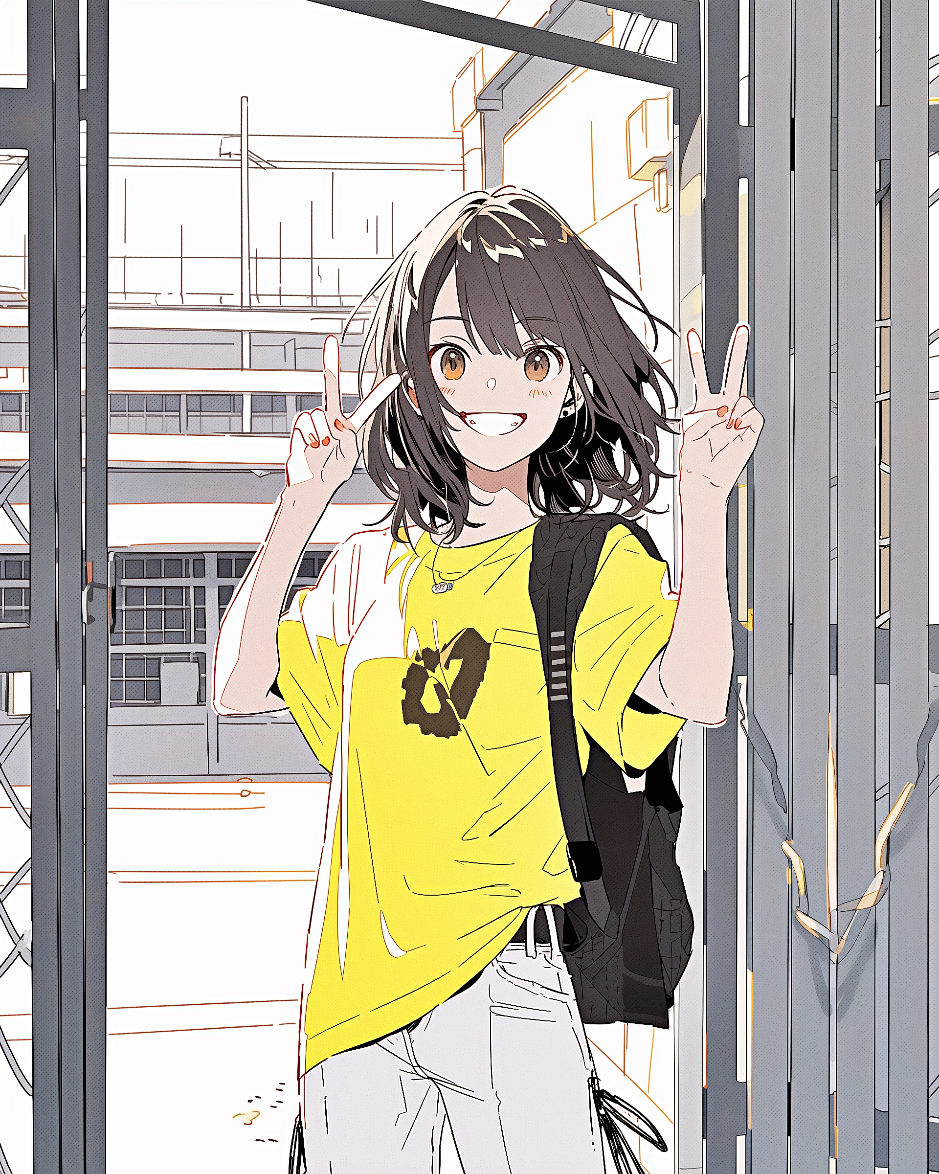 イエローTシャツ女子0