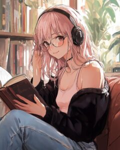 カフェで勉強女子０