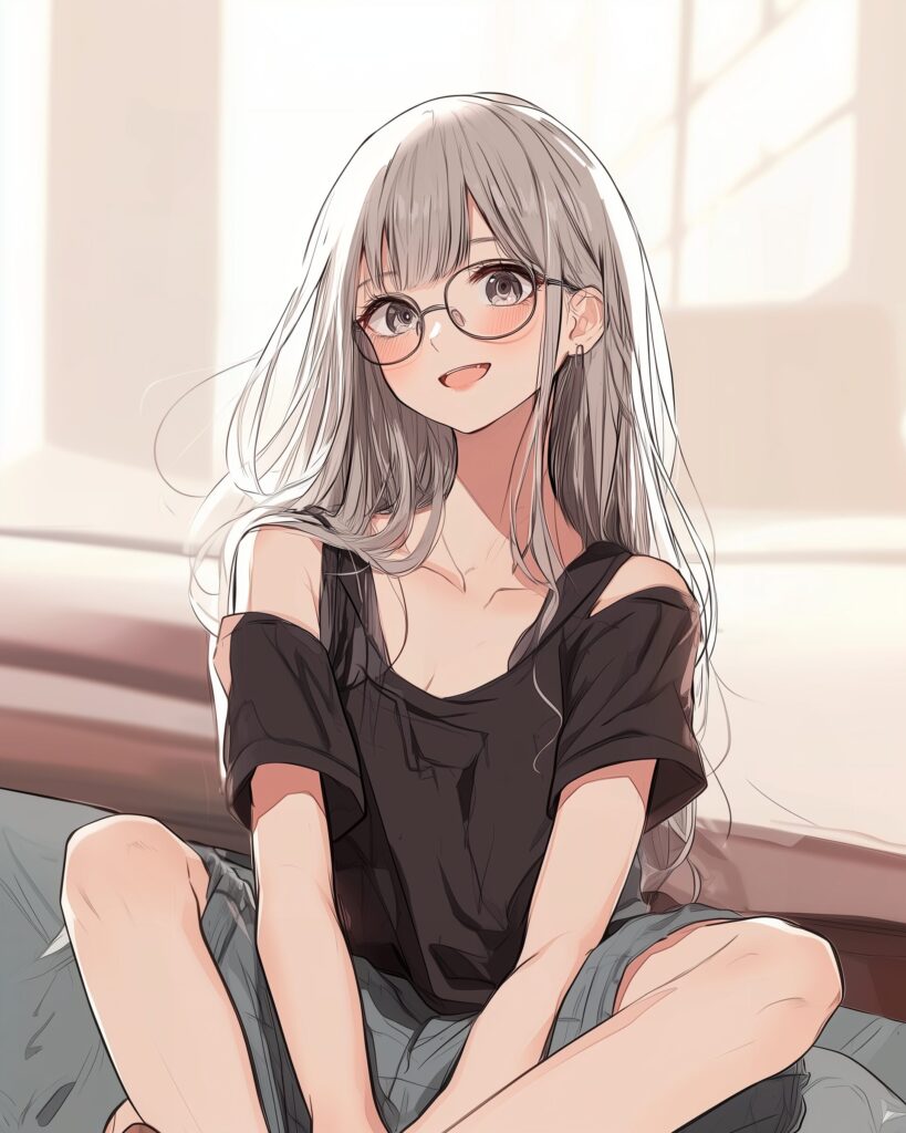 銀髪メガネ女子０