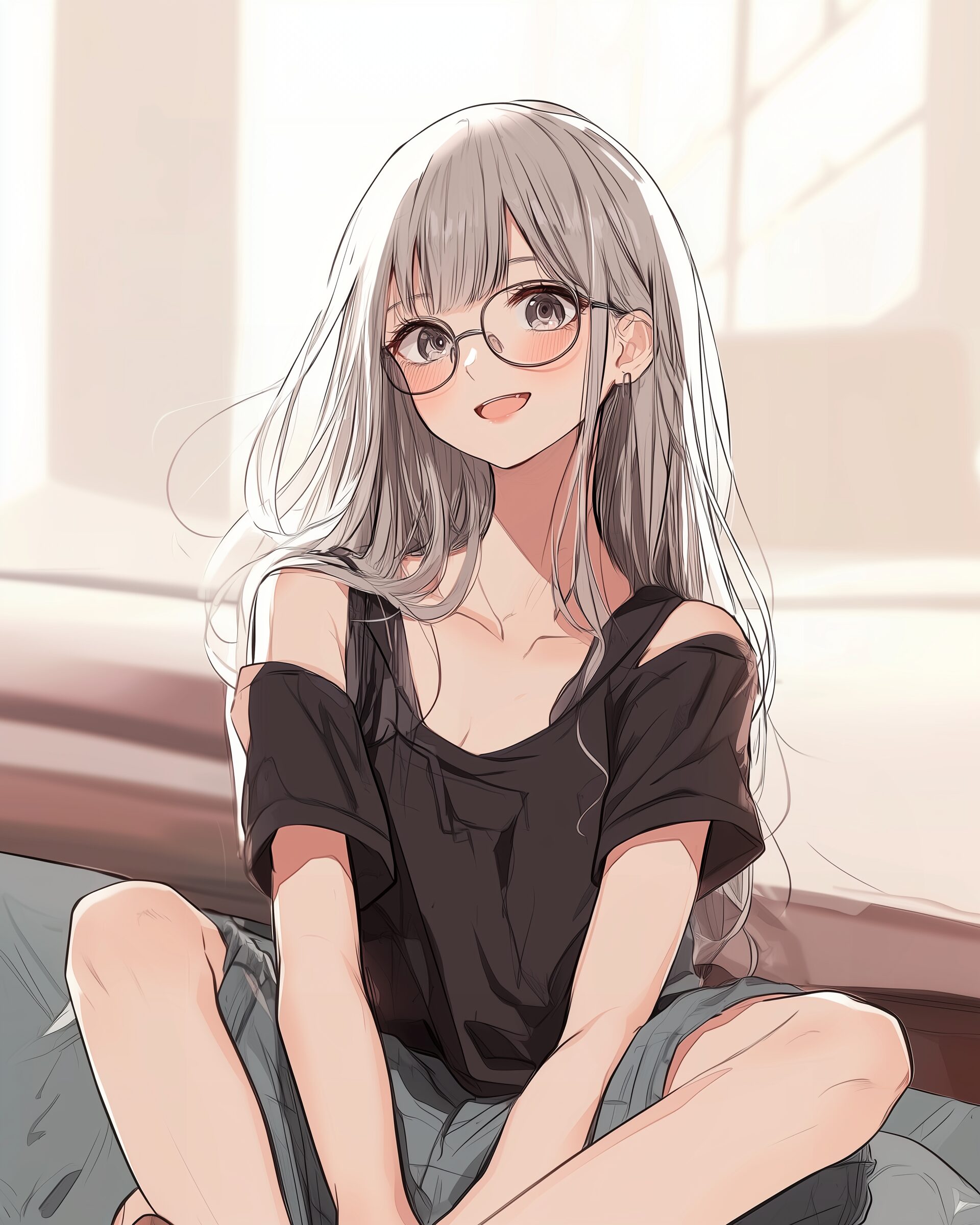 銀髪メガネ女子０