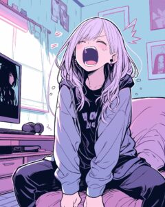 紫の驚き女子０