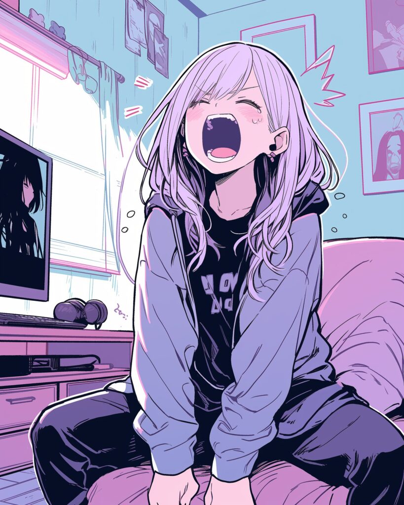 紫の驚き女子０