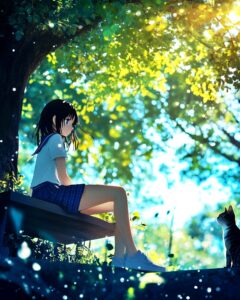 ベンチに座る女の子２