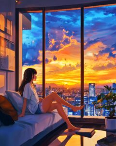 夕日女子２