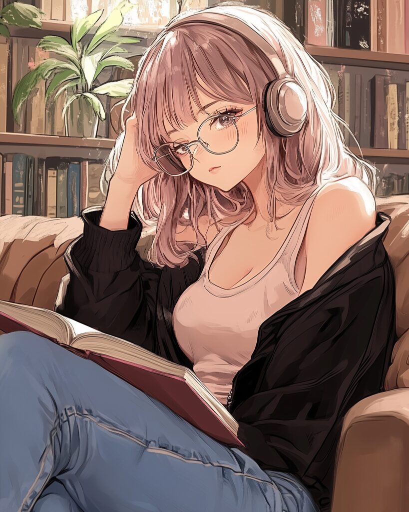 カフェで勉強女子０