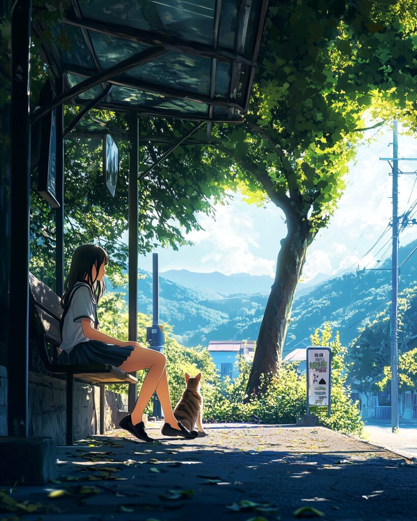 ベンチに座る女の子１