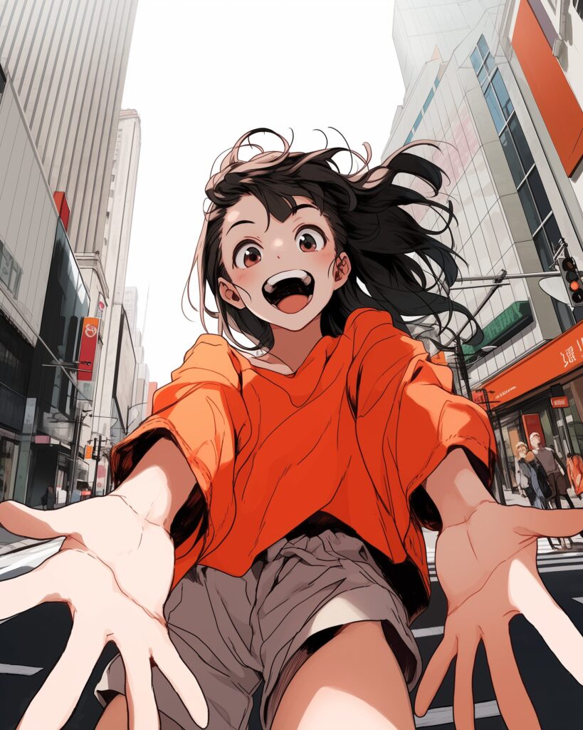 オレンジパーカー女子０