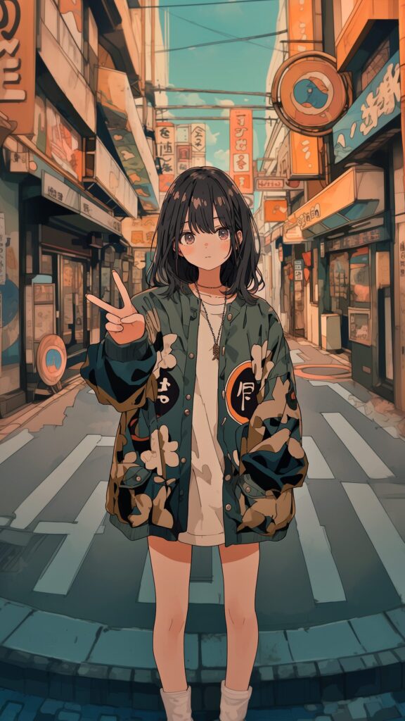 路地裏女子の壁紙０