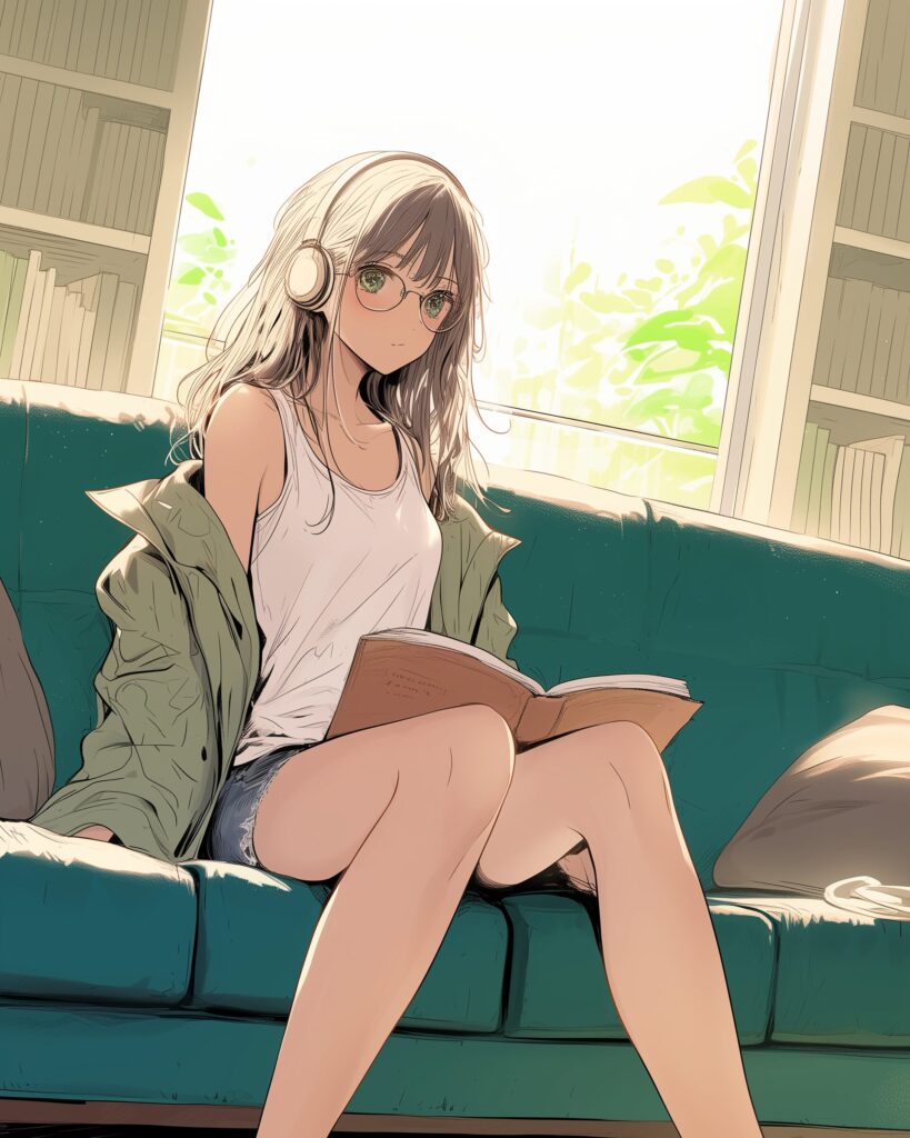カフェで勉強女子０