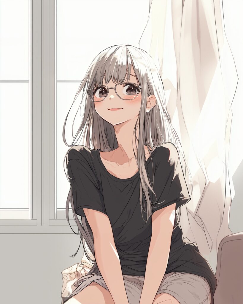 銀髪メガネ女子０