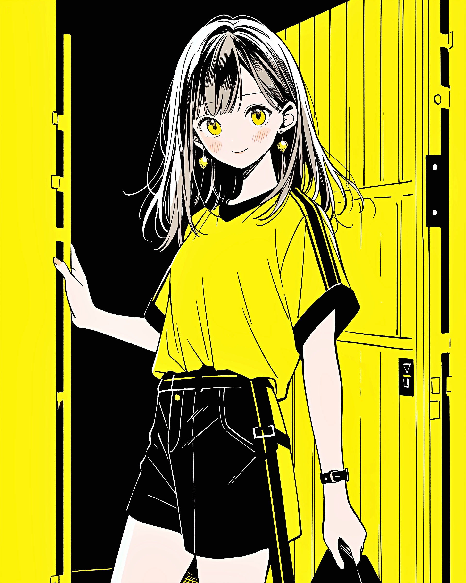 イエローTシャツ女子0