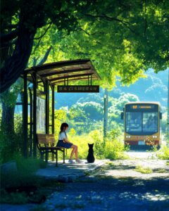 ベンチに座る女の子１