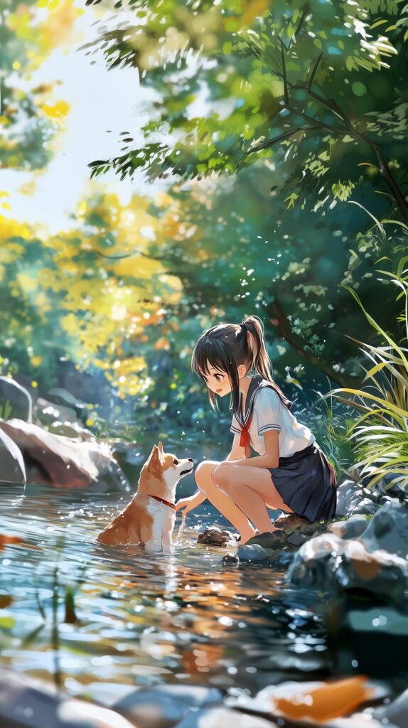 犬と女の子・壁紙