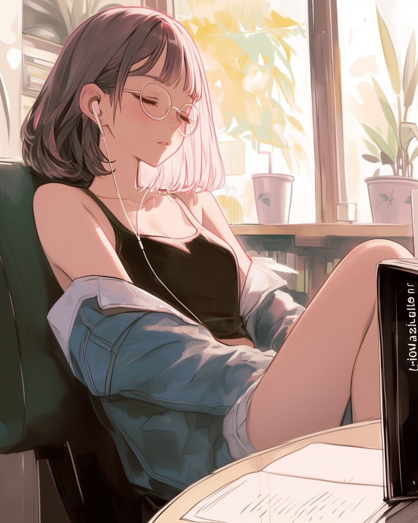 カフェで勉強女子１