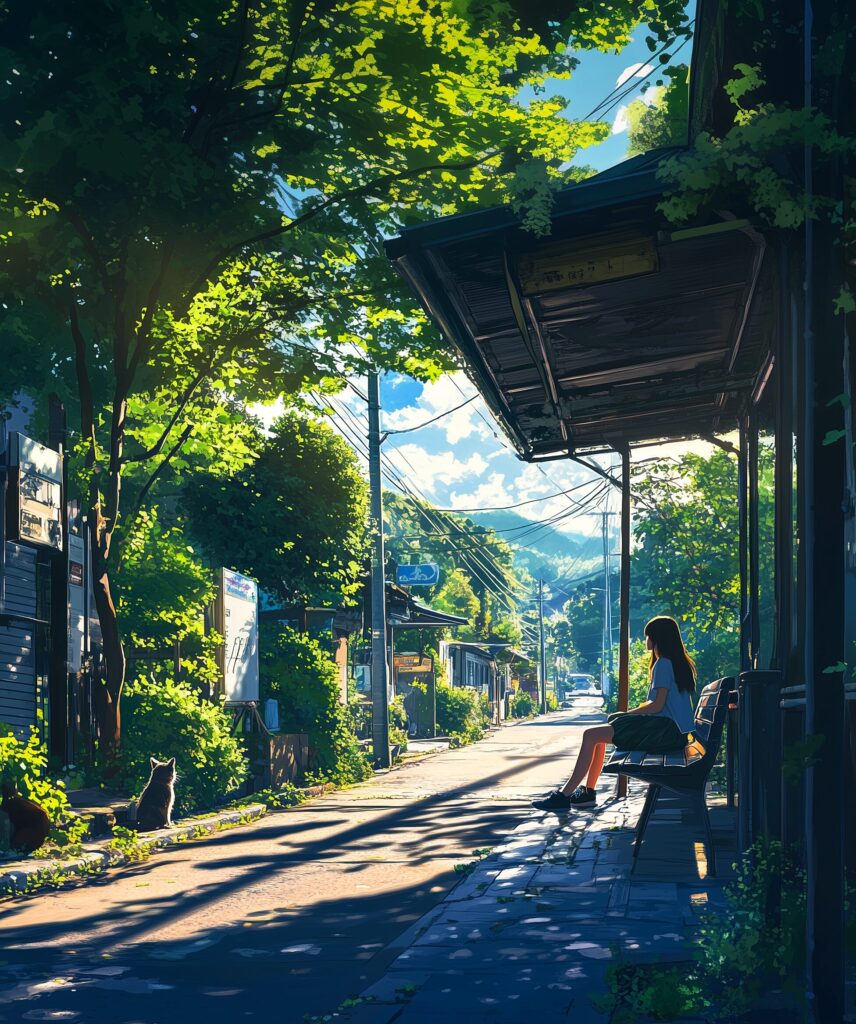 ベンチに座る女の子０