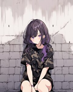 パープルヘア女子０