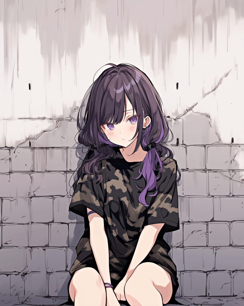 パープルヘア女子０