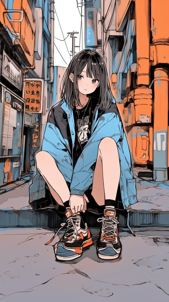 路地裏女子の壁紙０