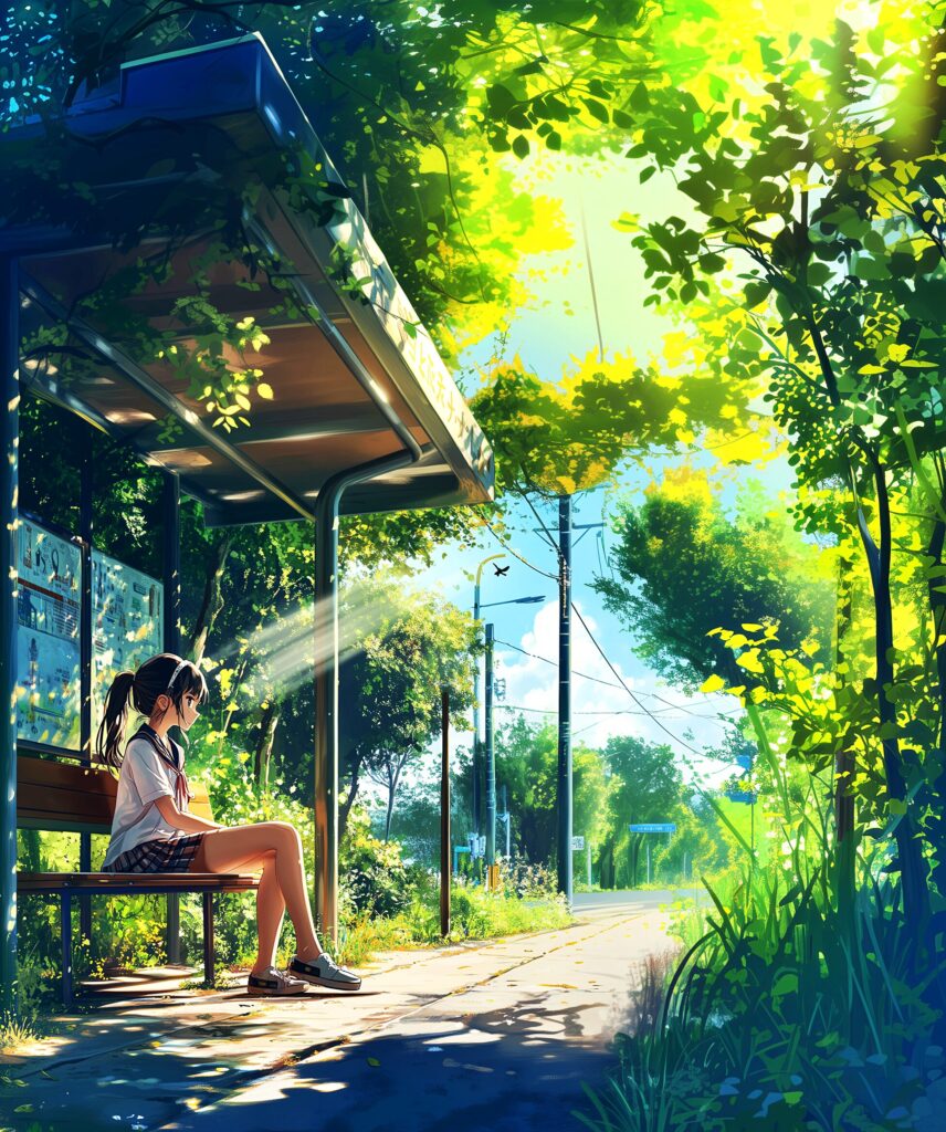 ベンチに座る女の子０