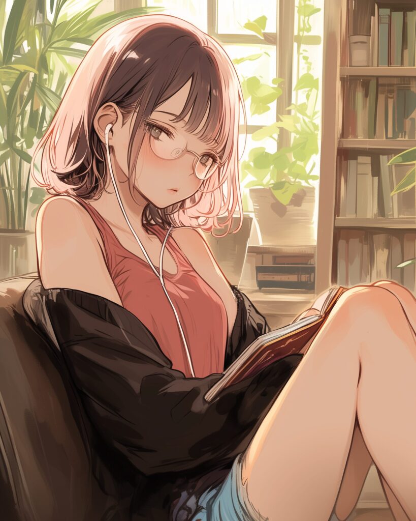 カフェで勉強女子０