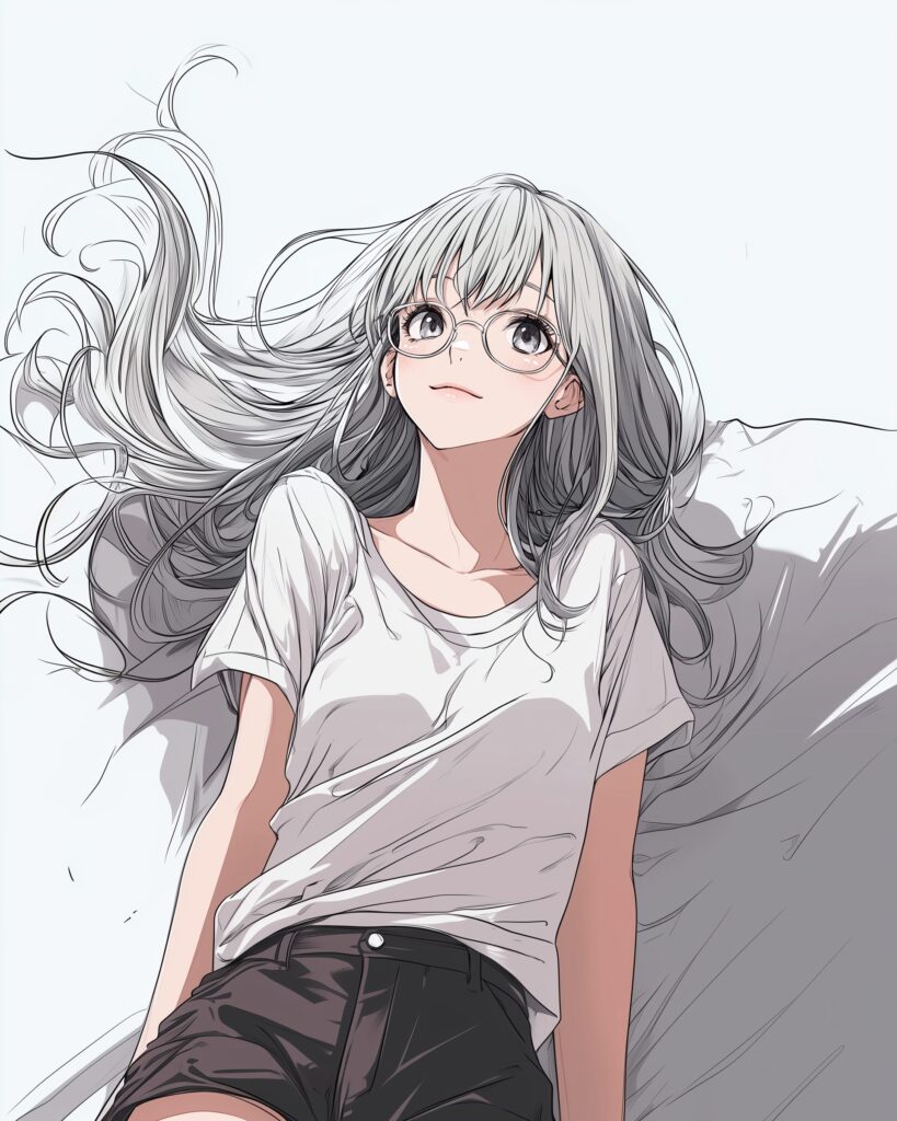 銀髪メガネ女子１