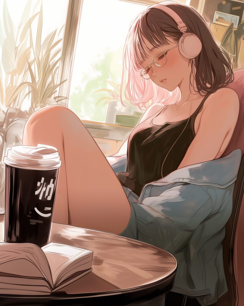カフェで勉強女子１