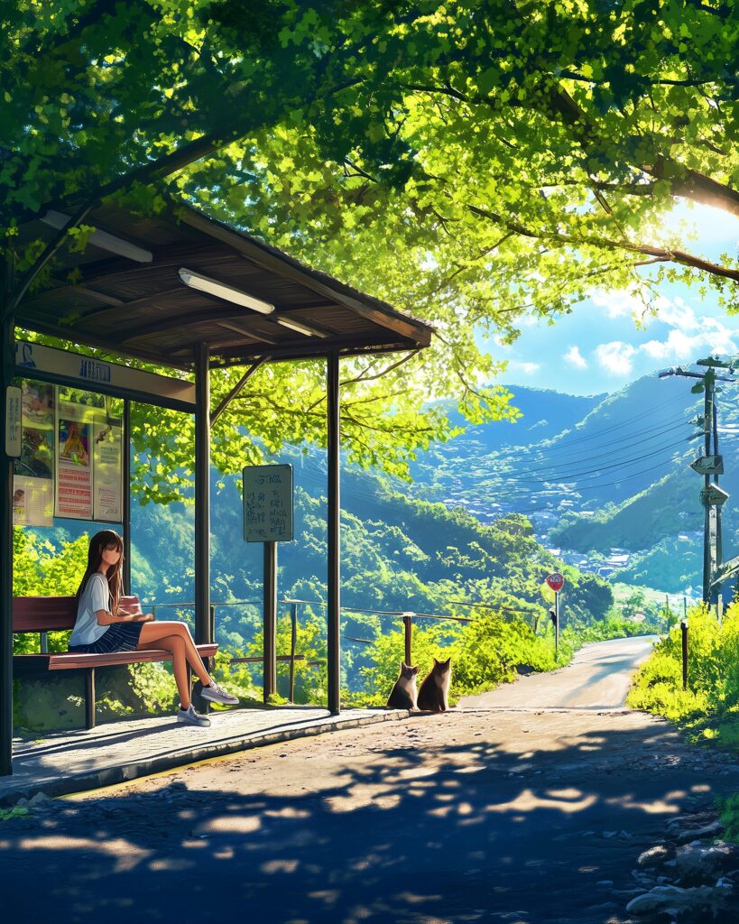 ベンチに座る女の子０