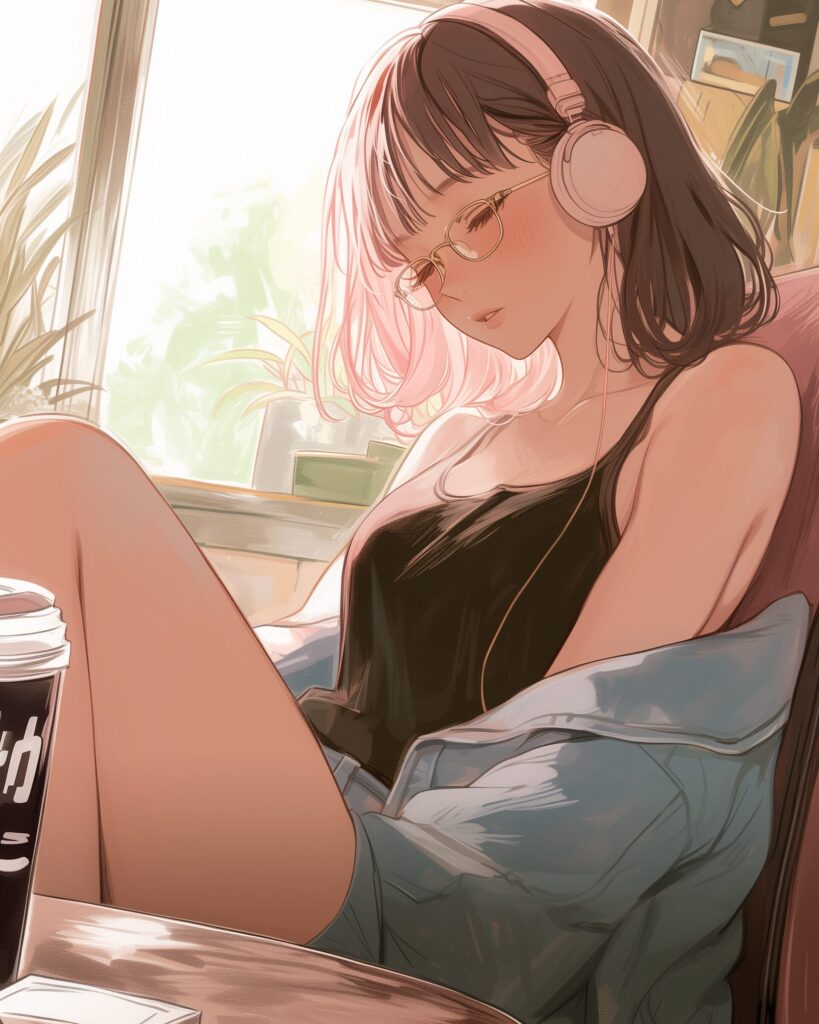 カフェで勉強女子１