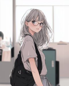 銀髪メガネ女子１