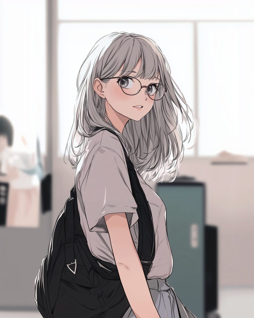 銀髪メガネ女子１