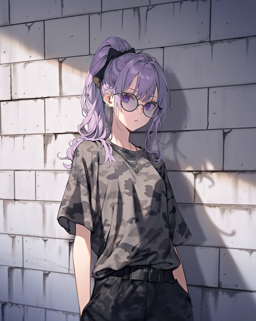 パープルヘア女子０