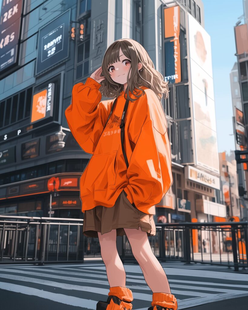 オレンジパーカー女子０