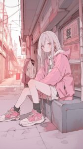 路地裏女子の壁紙０
