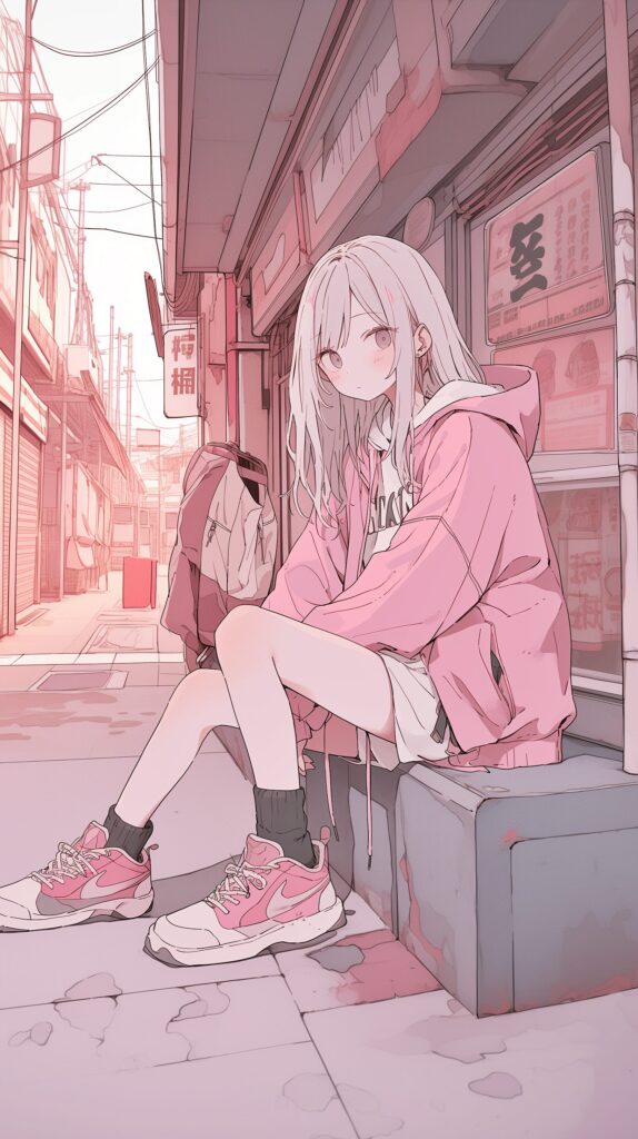 路地裏女子の壁紙０