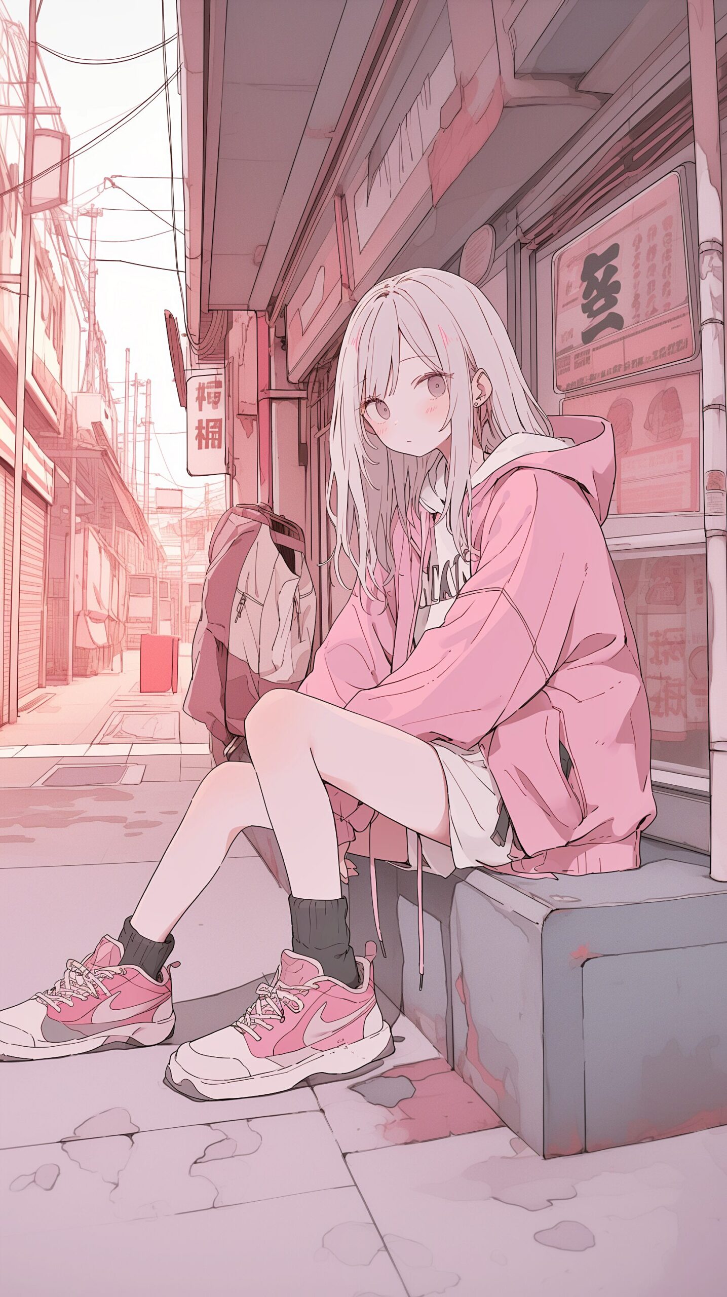 路地裏女子の壁紙0