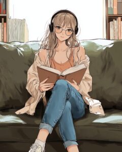 カフェで勉強女子０