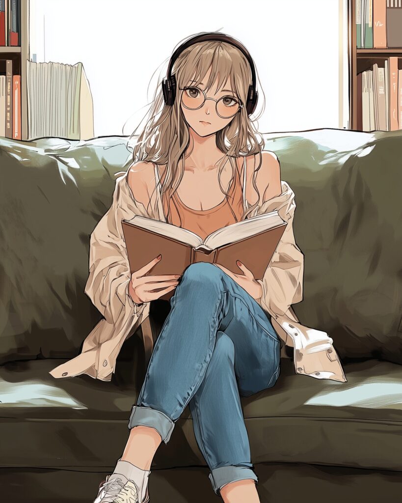 カフェで勉強女子０