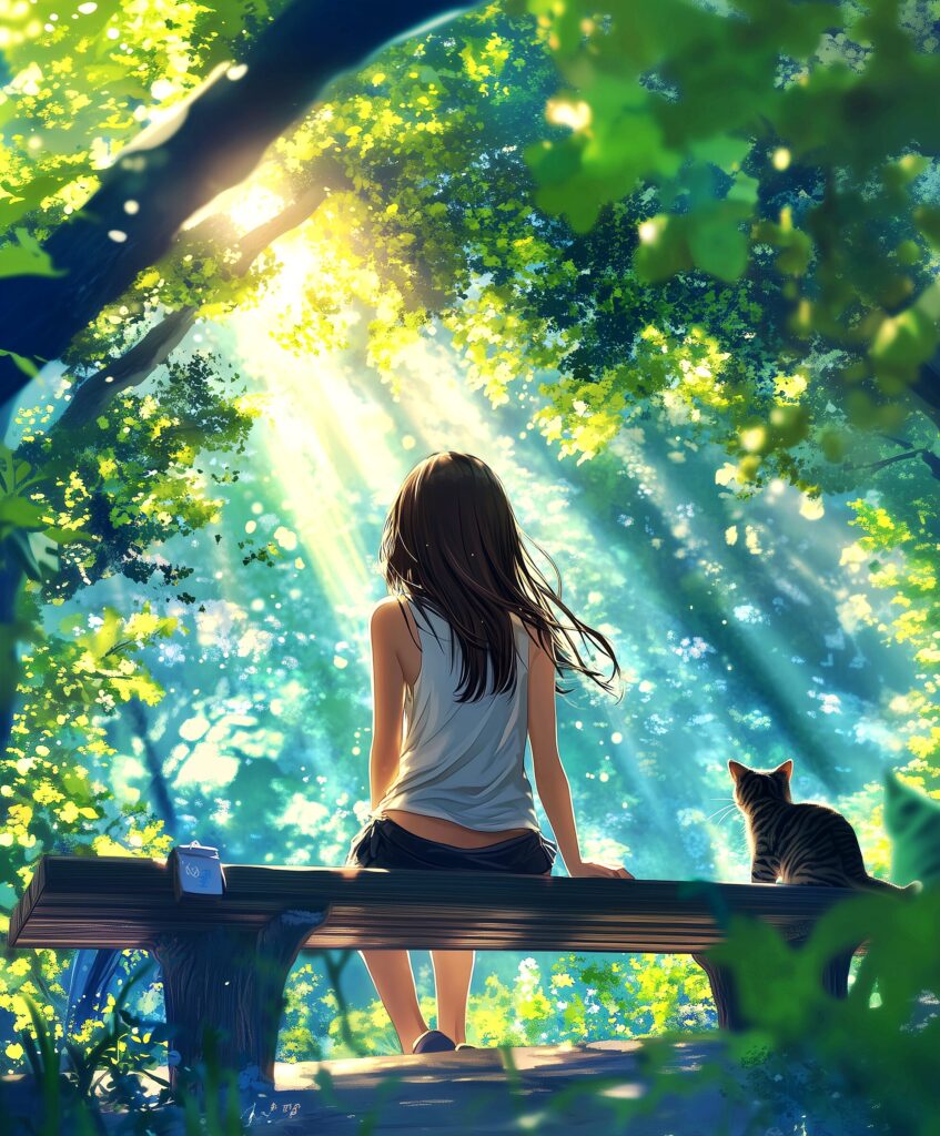 ベンチに座る女の子２