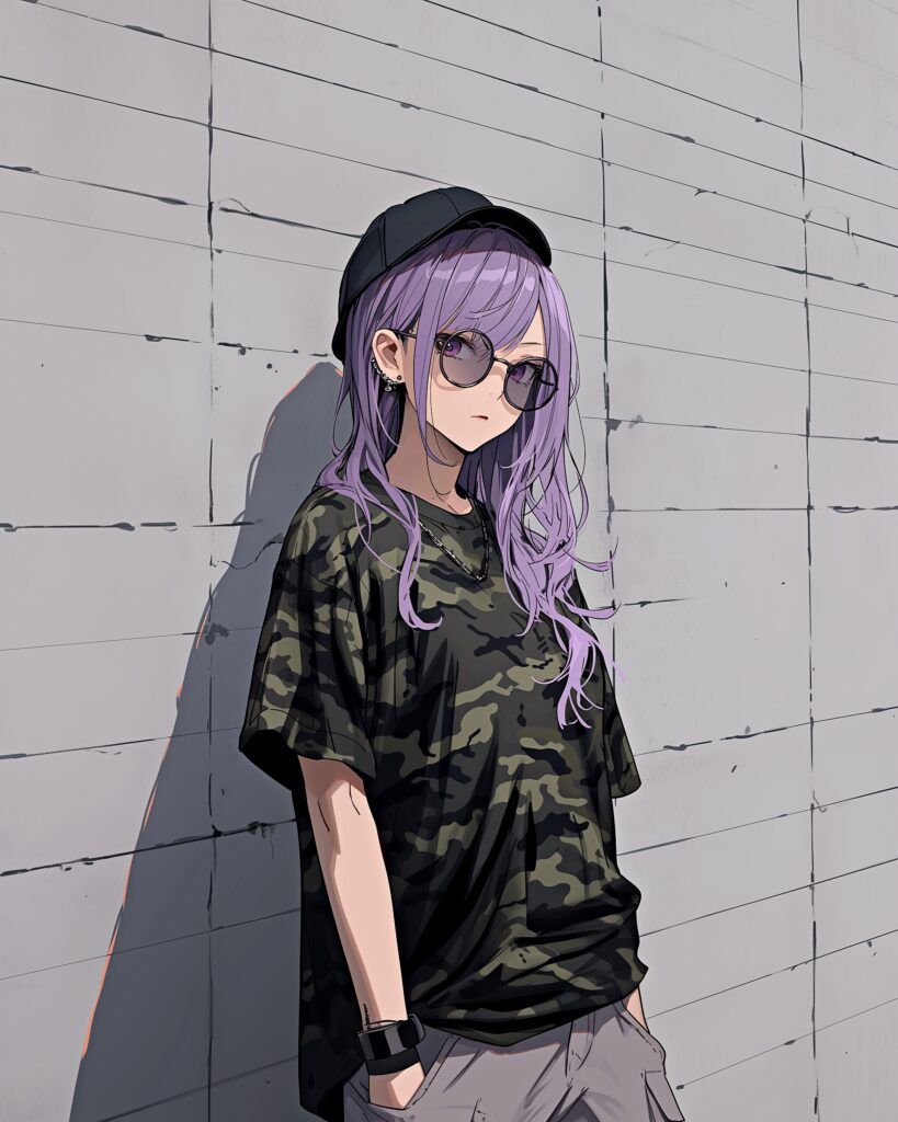 パープルヘア女子０